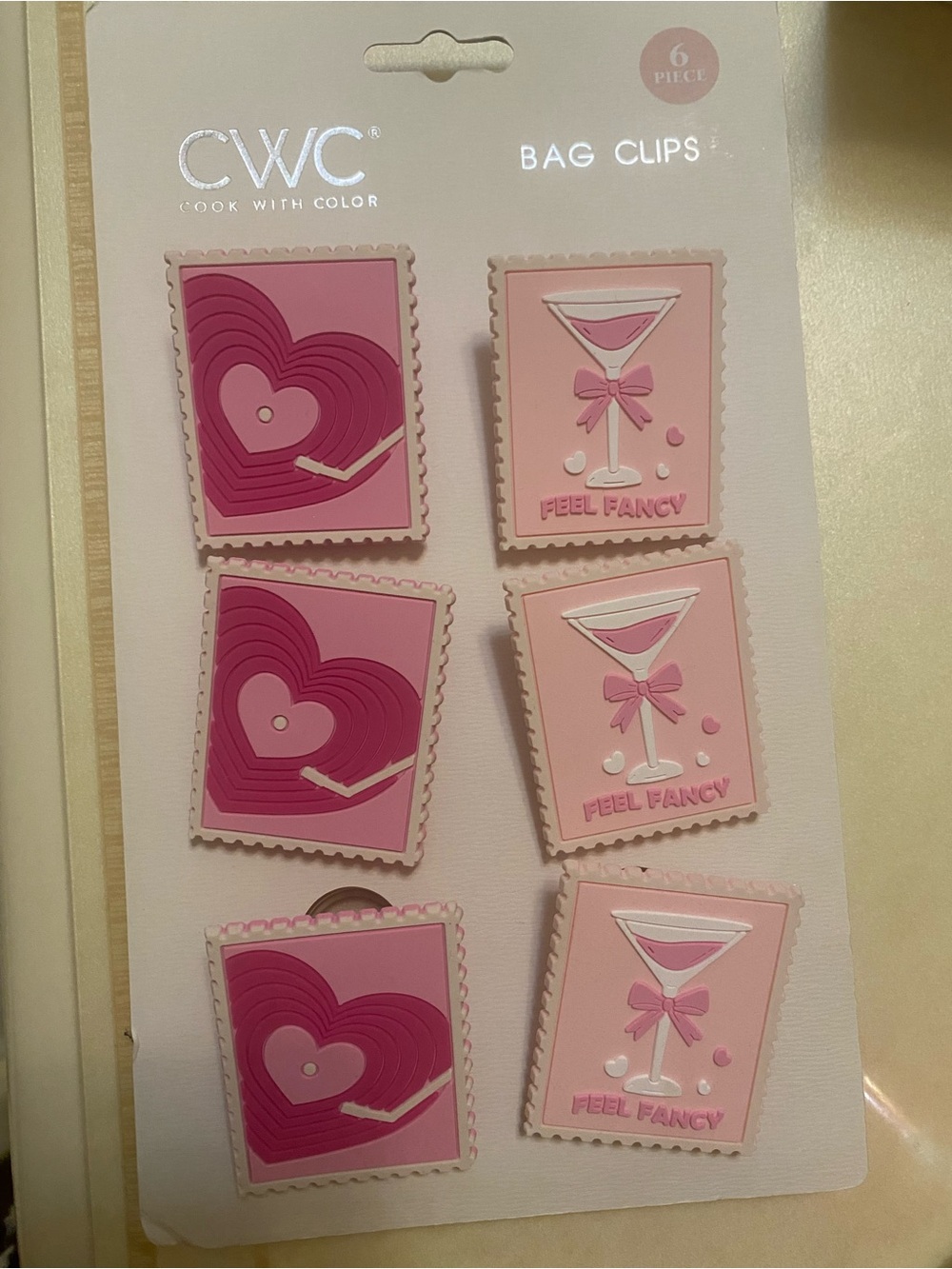 CWC Pink 'Feel Fancy' Decorative Bag Clips - 6 Pack
